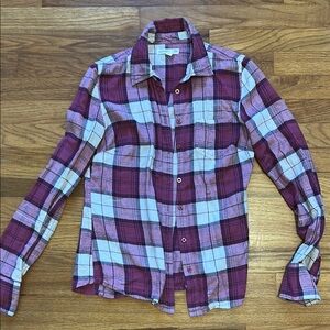 Aeropostale Purple and Whitr Plaid Button Down Flannel Shirt